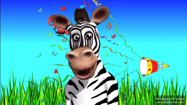 Zebra singt lustiges Geburtstagslied
