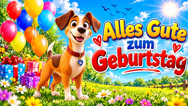 Geburtstagsvideo - Süßer Hund singt Geburtstagslied